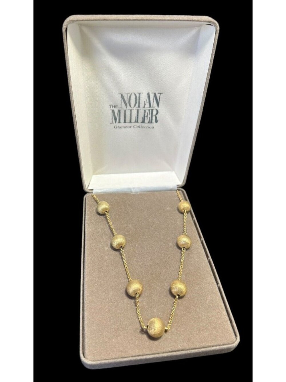 Nolan Miller Necklace Gold Round Ball Adjustable Chain With Box